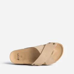 Eram Mules/Tongs|Sandales^Mule anatomique beige en cuir velours éco-conçu TAUPE