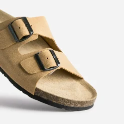 Eram Nu-Pieds/Sandales^Mule anatomique en cuir COGNAC
