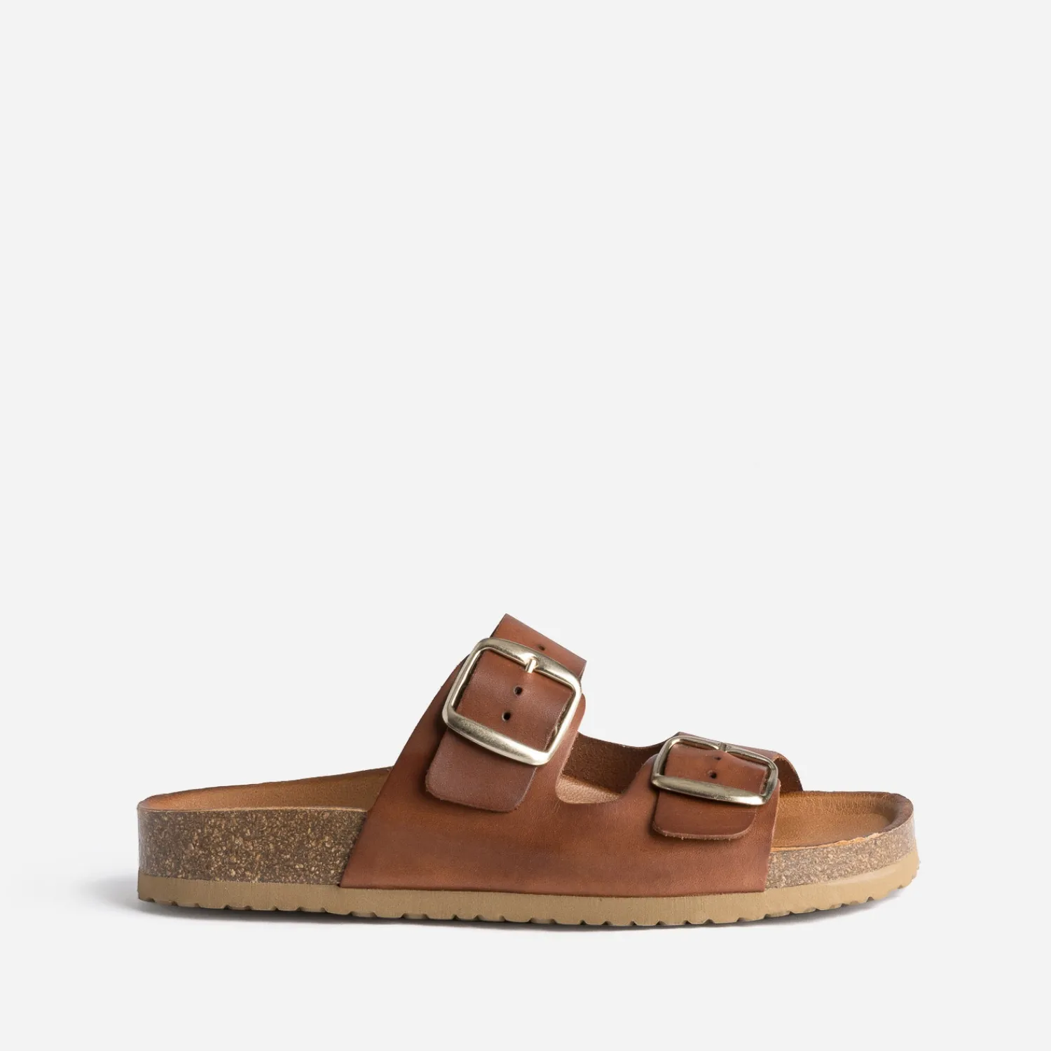 Eram Mules/Tongs|Sandales^Mule anatomique marron en cuir éco-conçu COGNAC