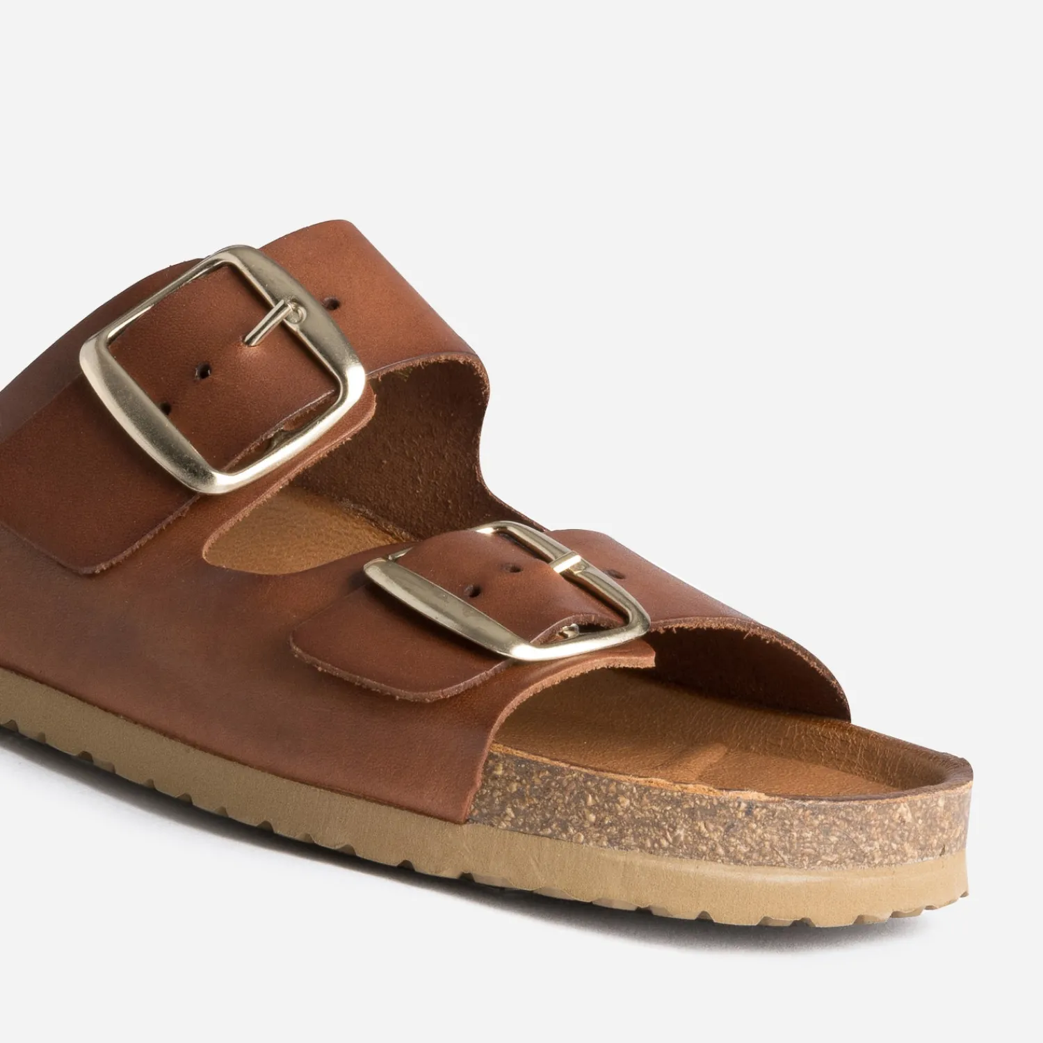 Eram Mules/Tongs|Sandales^Mule anatomique marron en cuir éco-conçu COGNAC