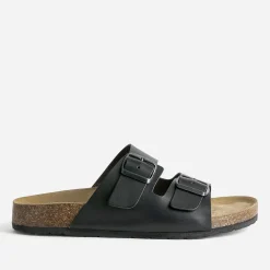 Eram Nu-Pieds/Sandales^Mule anatomique en cuir NOIR