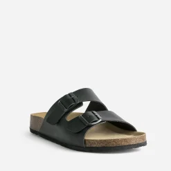 Eram Nu-Pieds/Sandales^Mule anatomique en cuir NOIR