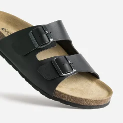 Eram Nu-Pieds/Sandales^Mule anatomique en cuir NOIR