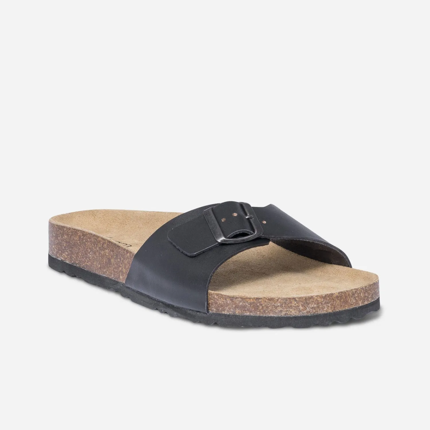 Eram Nu-Pieds/Sandales^Mule anatomique e en cuir NOIR