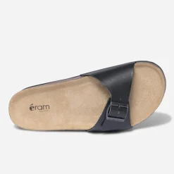 Eram Nu-Pieds/Sandales^Mule anatomique e en cuir NOIR