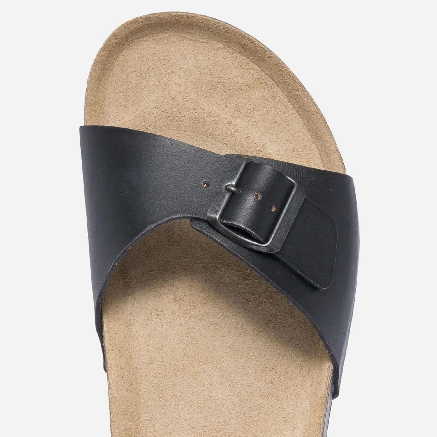 Eram Nu-Pieds/Sandales^Mule anatomique e en cuir NOIR