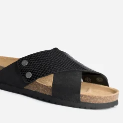 Eram Mules/Tongs^Mule anatomique e en cuir velours NOIR