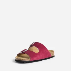 Eram Mules/Tongs|Sandales^Mule anatomique prune en cuir velours VIOLET