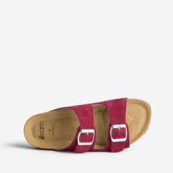 Eram Mules/Tongs|Sandales^Mule anatomique prune en cuir velours VIOLET
