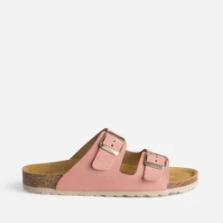 Eram Sandales^Mule anatomique cuir velours ROSE