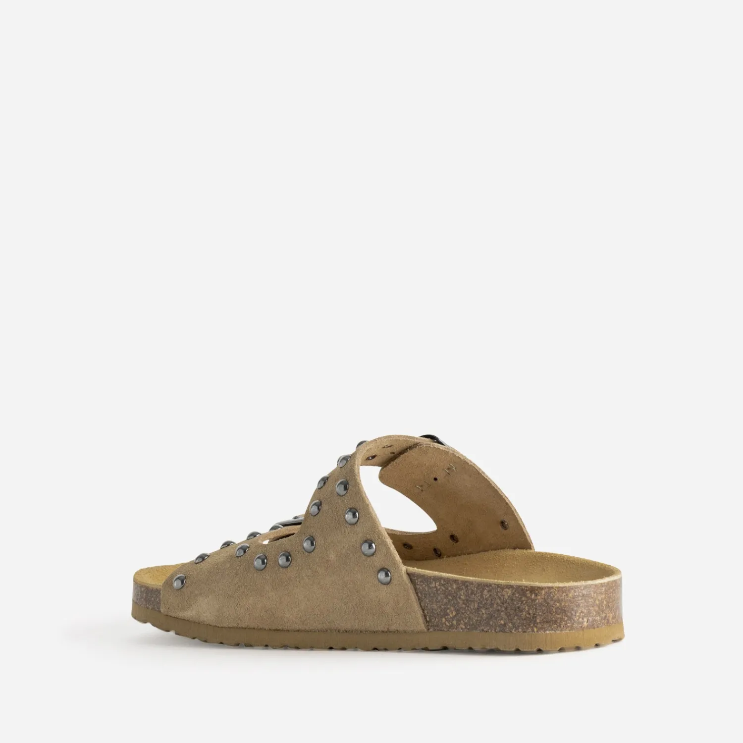 Texto Mules/Tongs|Sandales^Mule anatomique cuir velours clouté BEIGE