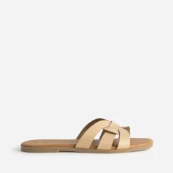 Eram Mules/Tongs|Sandales^Mule beige cuir brides tressées ECRU