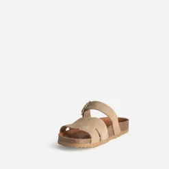 Eram Mules/Tongs|Sandales^Mule cuir velours double bride BEIGE