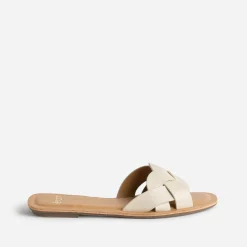 Eram Mules/Tongs|Sandales^Mule beige larges brides tressées ECRU