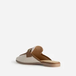 Eram Mules/Tongs|Sandales^Mule bi-matière lin bordé cognac BEIGE