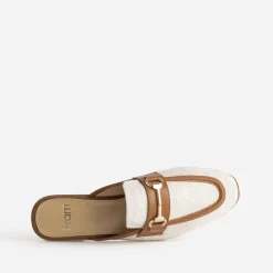 Eram Mules/Tongs|Sandales^Mule bi-matière lin bordé cognac BEIGE