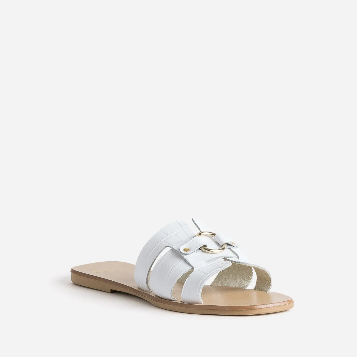 Eram Mules/Tongs|Sandales^Mule he en cuir embossé croco BLANC