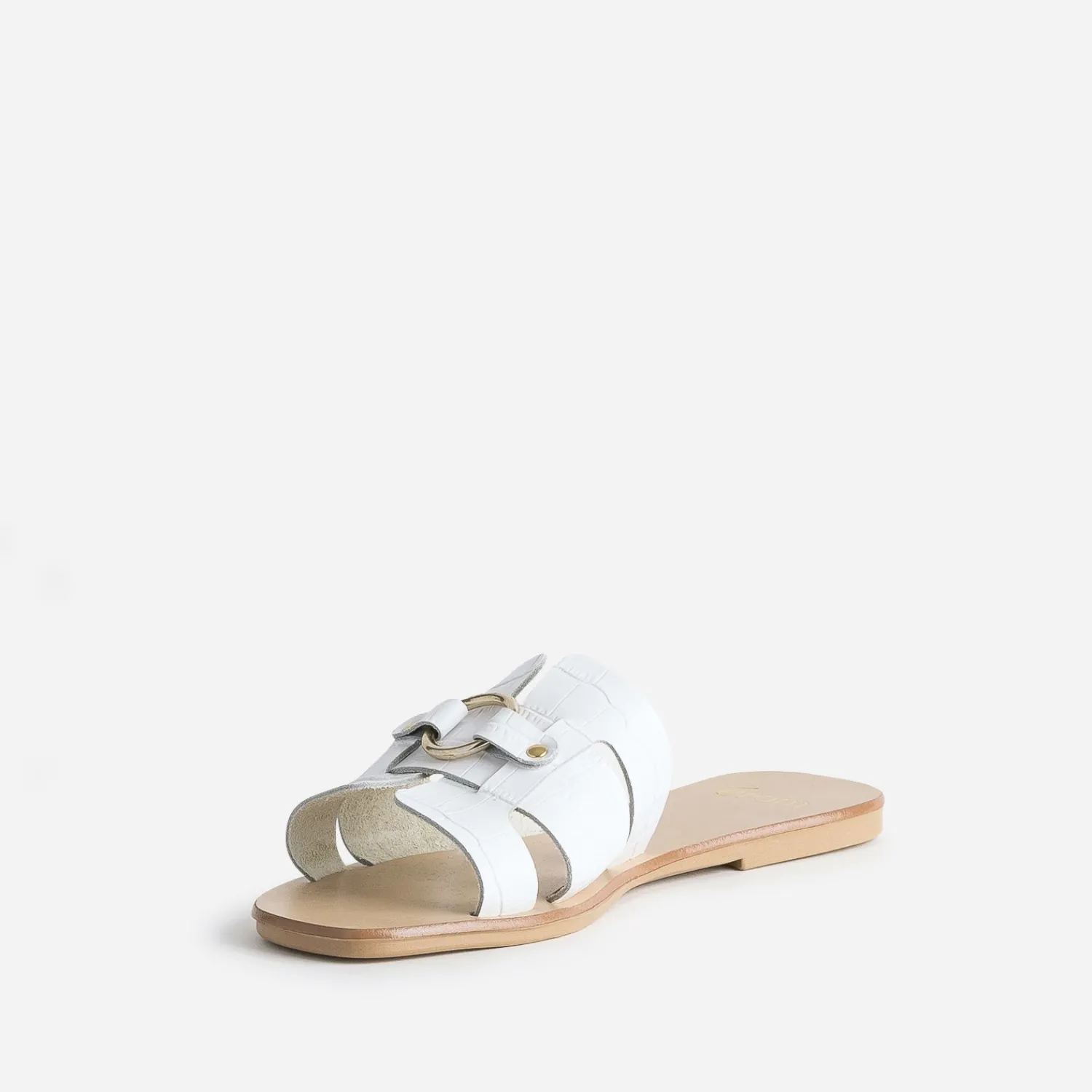 Eram Mules/Tongs|Sandales^Mule he en cuir embossé croco BLANC