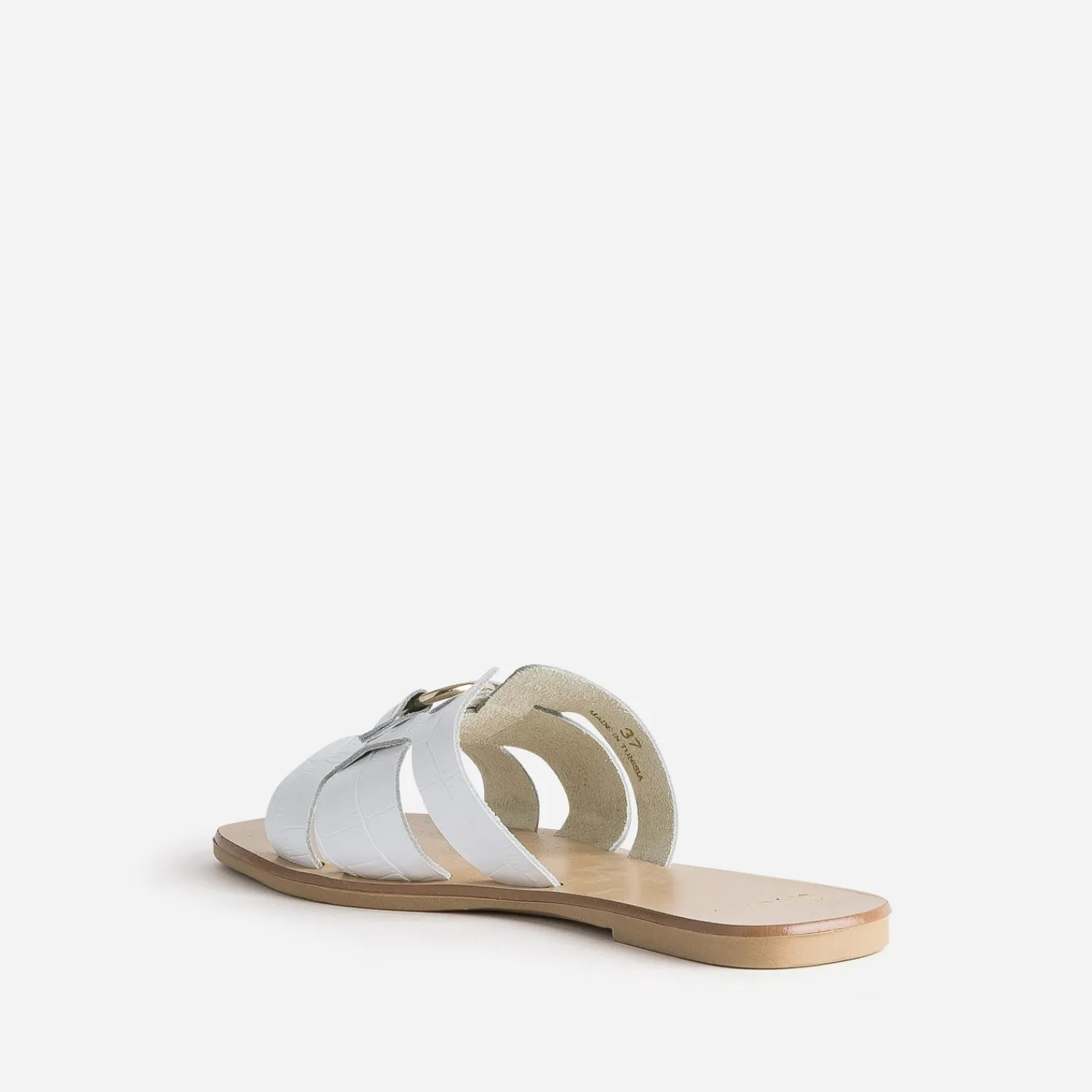 Eram Mules/Tongs|Sandales^Mule he en cuir embossé croco BLANC