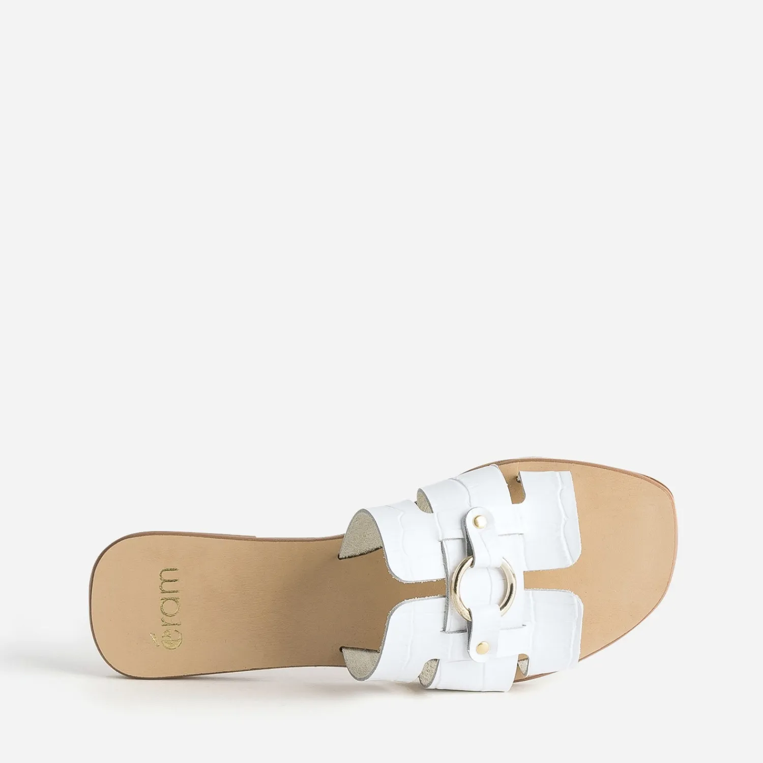 Eram Mules/Tongs|Sandales^Mule he en cuir embossé croco BLANC