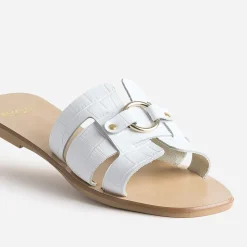 Eram Mules/Tongs|Sandales^Mule he en cuir embossé croco BLANC