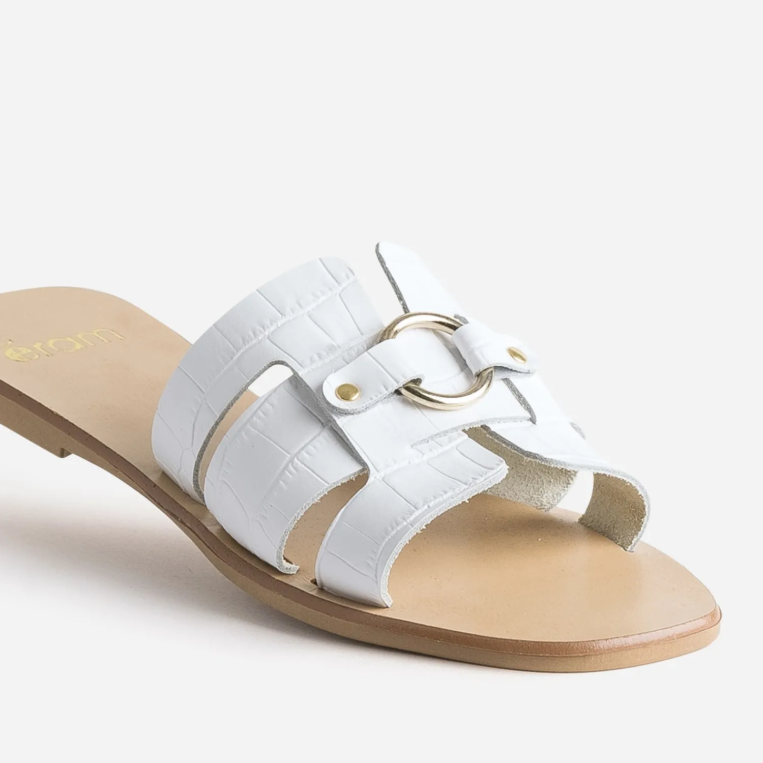 Eram Mules/Tongs|Sandales^Mule he en cuir embossé croco BLANC