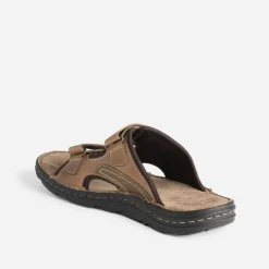 Eram Nu-Pieds/Sandales^Mule éco-conçue en cuir à scratchs CAMEL