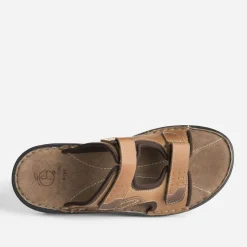 Eram Nu-Pieds/Sandales^Mule éco-conçue en cuir à scratchs CAMEL