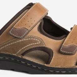Eram Nu-Pieds/Sandales^Mule éco-conçue en cuir à scratchs CAMEL