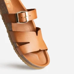 Eram Mules/Tongs|Sandales^Mule cuir double bride COGNAC