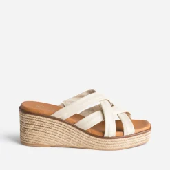 Eram Mules/Tongs^Mule compensée éco-conçue en cuir souple BEIGE