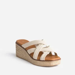Eram Mules/Tongs^Mule compensée éco-conçue en cuir souple BEIGE