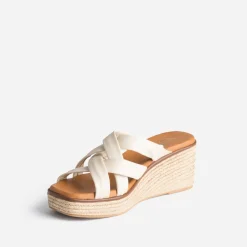 Eram Mules/Tongs^Mule compensée éco-conçue en cuir souple BEIGE