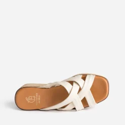 Eram Mules/Tongs^Mule compensée éco-conçue en cuir souple BEIGE