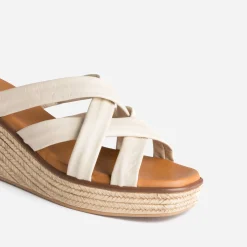 Eram Mules/Tongs^Mule compensée éco-conçue en cuir souple BEIGE