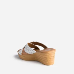Eram Mules/Tongs|Sandales^Mule compensée he à brides tressées argent BLANC