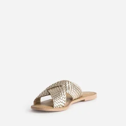 Eram Mules/Tongs|Sandales^Mule dée en cuir tressé OR
