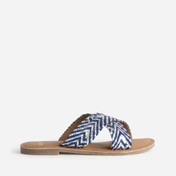 Eram Mules/Tongs|Sandales^Mule dée et bleue cuir tressé OR