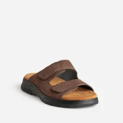 FRANCE ARNO Nu-Pieds/Sandales^Mule FRANCE ARNIO cuir à scratchs MARRON