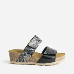 FRANCE ARNO Mules/Tongs^Mule et effet python cuir NOIR
