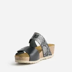 FRANCE ARNO Mules/Tongs^Mule et effet python cuir NOIR