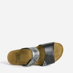 FRANCE ARNO Mules/Tongs^Mule et effet python cuir NOIR