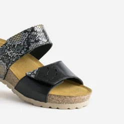 FRANCE ARNO Mules/Tongs^Mule et effet python cuir NOIR