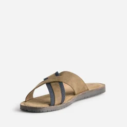 Eram Nu-Pieds/Sandales^Mule marron éco-conçue en cuir et denim COGNAC