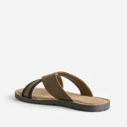 Eram Nu-Pieds/Sandales^Mule marron éco-conçue en cuir et denim COGNAC