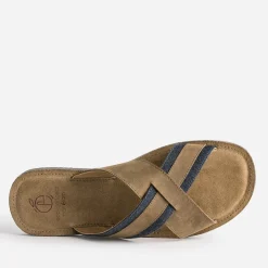 Eram Nu-Pieds/Sandales^Mule marron éco-conçue en cuir et denim COGNAC