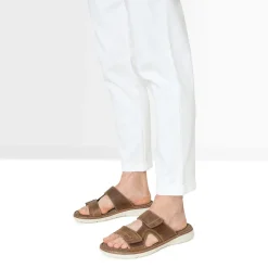 Eram Nu-Pieds/Sandales^Mule marron en cuir à scratchs COGNAC