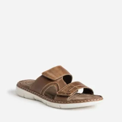 Eram Nu-Pieds/Sandales^Mule marron en cuir à scratchs COGNAC