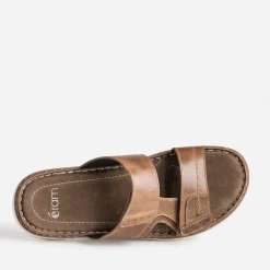 Eram Nu-Pieds/Sandales^Mule marron en cuir à scratchs COGNAC