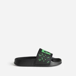 4723 Sandales^Mule MINECRAFT e et verte NOIR